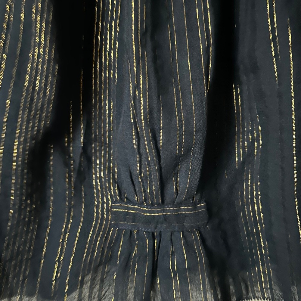 Trovata Birds of Paradis Carla Metallic Navy Stripe High Neck Top Size Small - Picture 4 of 6